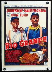 e372 RIO GRANDE linen Belgian movie poster '50 John Wayne, John Ford
