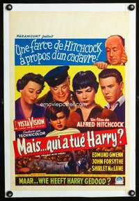 e382 TROUBLE WITH HARRY linen Belgian movie poster '55 Alfred Hitchcock