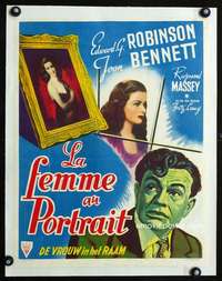 e386 WOMAN IN THE WINDOW linen Belgian '47 Fritz Lang, Edward G. Robinson, pretty Joan Bennett!