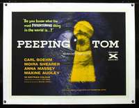 e094 PEEPING TOM linen British quad movie poster '61 Michael Powell