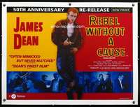 e096 REBEL WITHOUT A CAUSE linen British quad movie poster R2005