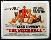 e103 THUNDERBALL linen British quad movie poster '65 Connery as Bond!
