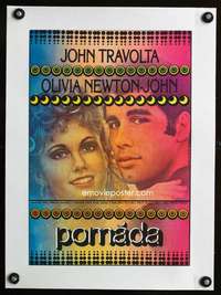 e183 GREASE linen Czech movie poster '78 Travolta & Newton by Ziegler