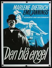 e431 BLUE ANGEL linen Danish movie poster R60s Jannings, Dietrich