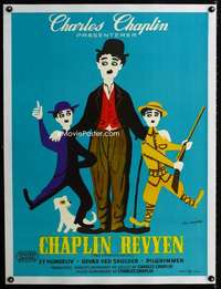 e433 CHAPLIN REVUE linen Danish movie poster '60 Leo Kouper art!