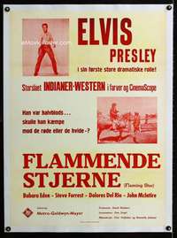e437 FLAMING STAR linen Danish movie poster R60s cowboy Elvis Presley!