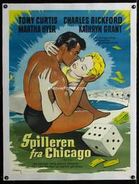 e442 MISTER CORY linen Danish movie poster '57 Stilling gambling art!