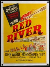 e448 RED RIVER linen Danish '51 John Wayne, Clift, Hawks