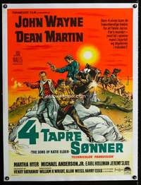 e451 SONS OF KATIE ELDER linen Danish movie poster '65 Wenzel art!