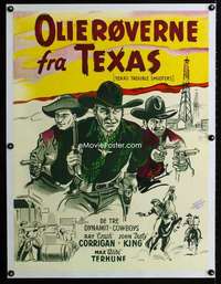 e453 TEXAS TROUBLE SHOOTERS linen Danish movie poster '40s Range Busters