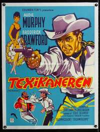 e454 TEXICAN linen Danish movie poster '66 Audie Murphy, cool art!