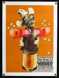 e132 MY NAME IS NOBODY linen East German movie poster '78 wacky art!
