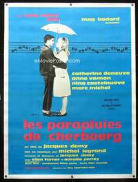 e067 UMBRELLAS OF CHERBOURG linen French one-panel movie poster '64 Deneuve