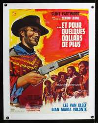 e201 FOR A FEW DOLLARS MORE linen French 23x30 movie poster '67 Tealdi