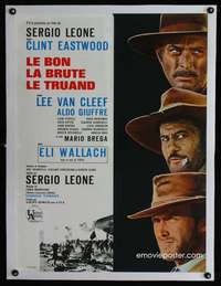 e202 GOOD, THE BAD & THE UGLY linen French 23x31 movie poster '68