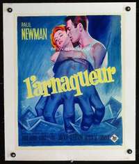 e211 HUSTLER linen French 18x22 movie poster '61 cool Grinsson art!