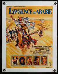 e213 LAWRENCE OF ARABIA linen French 15x20 movie poster '62 O'Toole