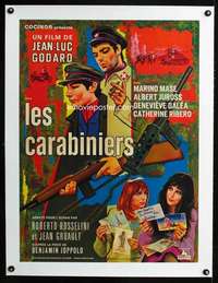 e197 CARABINEERS linen French 22x33 movie poster '63 Barnoux art!