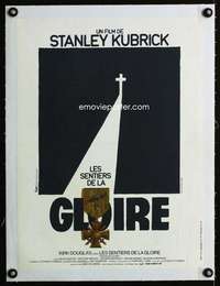 e215 PATHS OF GLORY linen French 15x20 movie poster '75 Stanley Kubrick, art by Jouineau Bourduge!