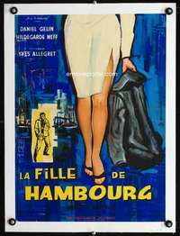 e216 PORT OF DESIRE linen French 15x21 movie poster '58 Bertrand art!