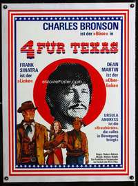 e458 4 FOR TEXAS linen German movie poster R70sSinatra,Martin,Bronson