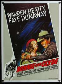e462 BONNIE & CLYDE linen German movie poster R70s Beatty, Dunaway