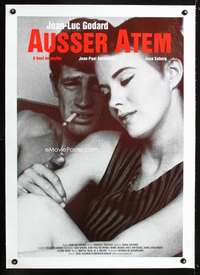 e465 BREATHLESS linen German movie poster R2000s A Bout de Souffle!