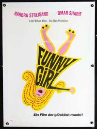 e476 FUNNY GIRL linen German movie poster '69 Barbra Streisand, Wyler