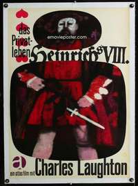 e486 PRIVATE LIFE OF HENRY VIII linen German movie poster R60s Laughton