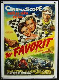 e488 RACERS linen German movie poster '55 Douglas, Lien racing art!