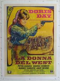 e068 BALLAD OF JOSIE linen Italian one-panel movie poster '68 Doris Day w/gun!