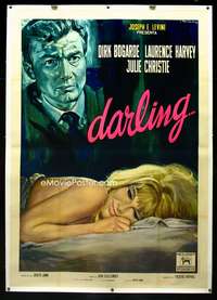 e056 DARLING linen Italian two-panel movie poster '65 Christie by Gasparri!