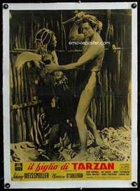 e232 TARZAN FINDS A SON linen Italian photobusta movie poster R50s
