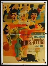 e139 MANOS ARRIBA linen Mexican movie poster '58 cool artwork!