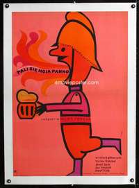 e265 FIREMEN'S BALL linen Polish 23x33 movie poster '67 Flisak art!