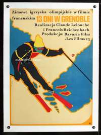 e266 GRENOBLE linen Polish 23x33 movie poster '68 Mojinski ski art!