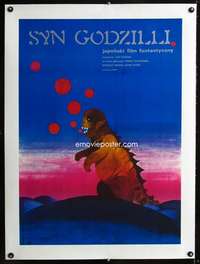 e277 SON OF GODZILLA linen Polish 23x31 movie poster '84 Lipinska art!