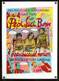 e307 PEPI, LUCI, BOM linen Spanish 19x27 movie poster '80 Almodovar