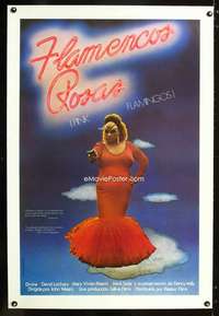 e298 PINK FLAMINGOS linen Spanish movie poster '72 Waters, Divine!