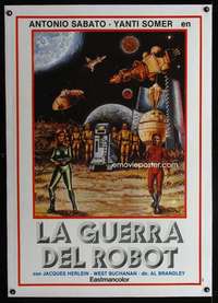 e304 WAR OF THE ROBOTS linen Spanish movie poster '78 Antonio Sabato