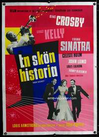 e149 HIGH SOCIETY linen Swedish movie poster '56Sinatra,Crosby,Kelly