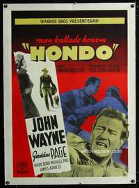 e150 HONDO linen Swedish movie poster '53 John Wayne, Aberg art!