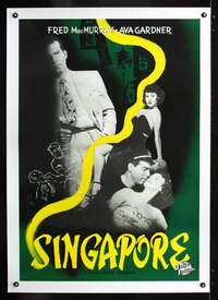 e152 SINGAPORE linen Swedish movie poster '47 Ava Gardner, Aberg art!