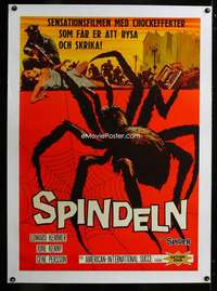 e153 SPIDER linen Swedish movie poster '58 it MUST eat YOU to live!