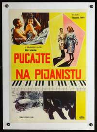 e142 SHOOT THE PIANO PLAYER linen Yugoslavian movie poster '60 Truffaut