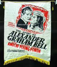f022 STORY OF ALEXANDER GRAHAM BELL silk banner movie poster '39