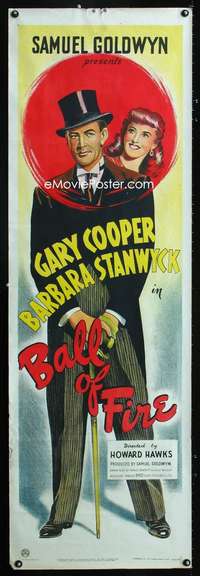 f027 BALL OF FIRE English door panel movie poster '41 Cooper,Stanwyck