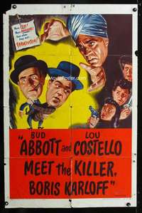 h010 ABBOTT & COSTELLO MEET KILLER BORIS KARLOFF one-sheet movie poster R56