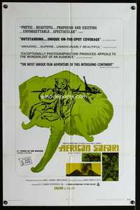 h016 AFRICAN SAFARI one-sheet movie poster '69 cool jungle documentary!