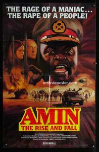 h023 AMIN THE RISE & FALL one-sheet movie poster '81 maniac Idi Amin!